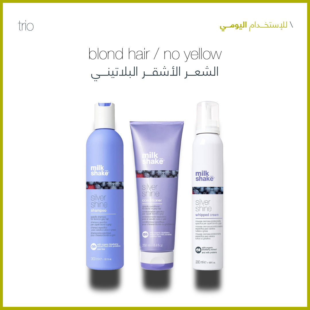 Silver Shine daily use haircare set for blonde and grey hair – Sadeen Cosmetics, Amman Jordan
