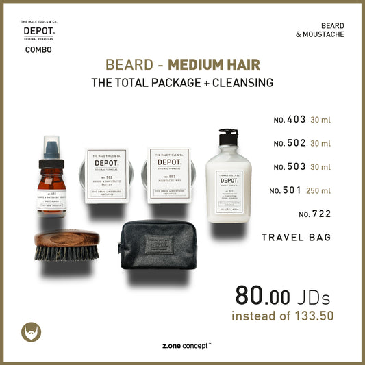 beard - medium hair the total package + cleansing