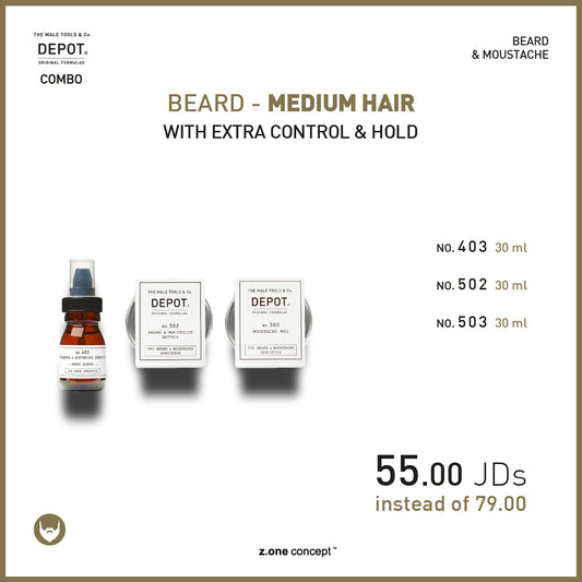 beard - medium hair with extra control & hold